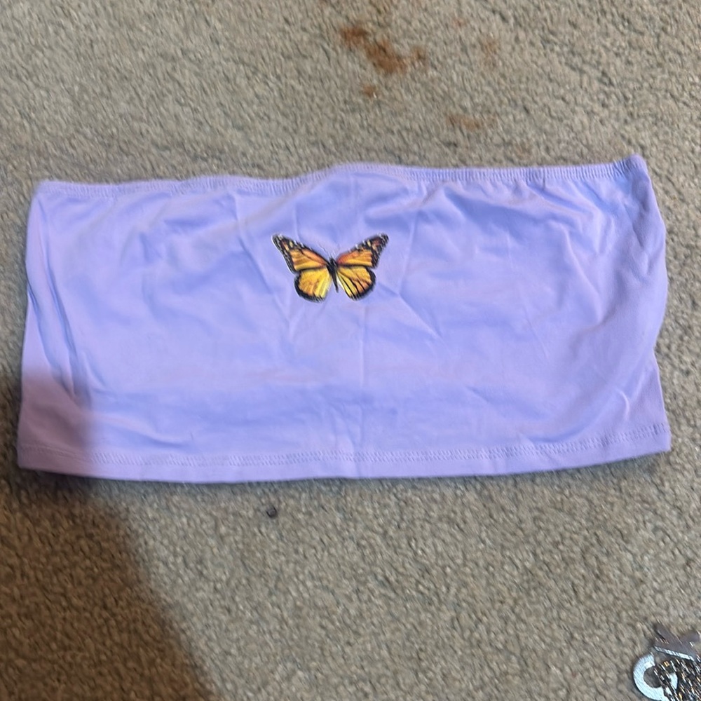 butterfly lilac tube top